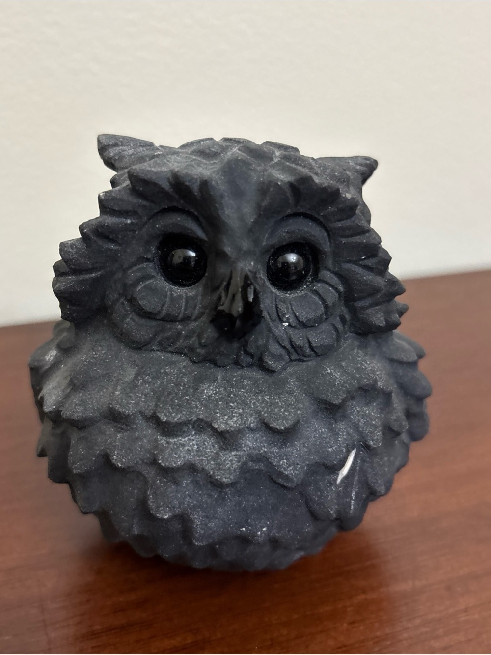 Obsidian Quartz Owl Carved Crystal Gemstone Healing Black Stone Figurine
